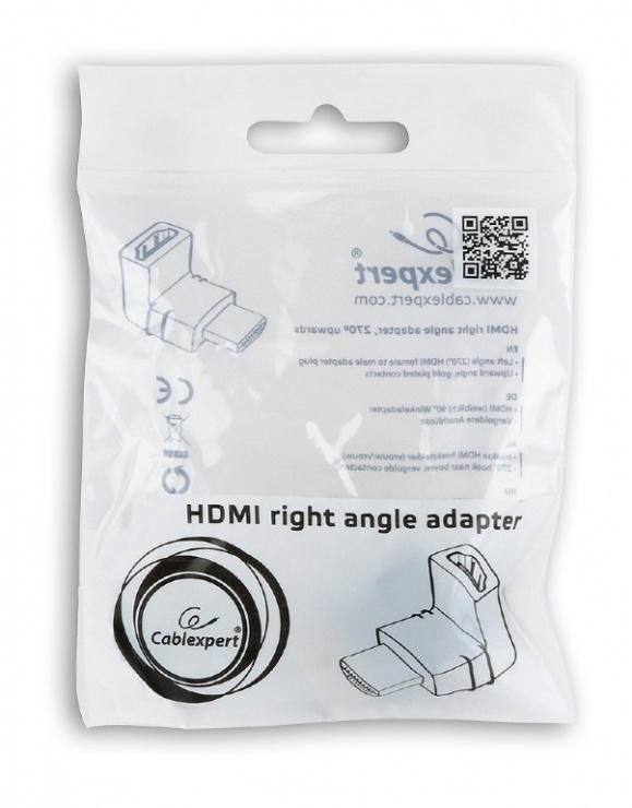 Imagine Adaptor HDMI unghi 90 grade T-M, Gembird A-HDMI270-FML