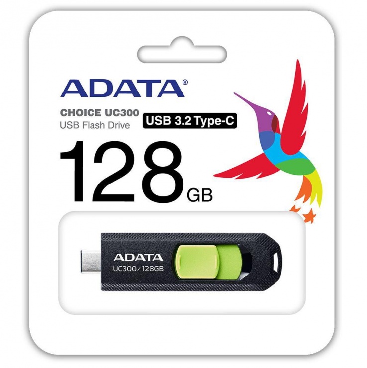 Imagine Stick USB 3.2 type C 128GB Negru, A-DATA ACHO-UC300-128G-RBK