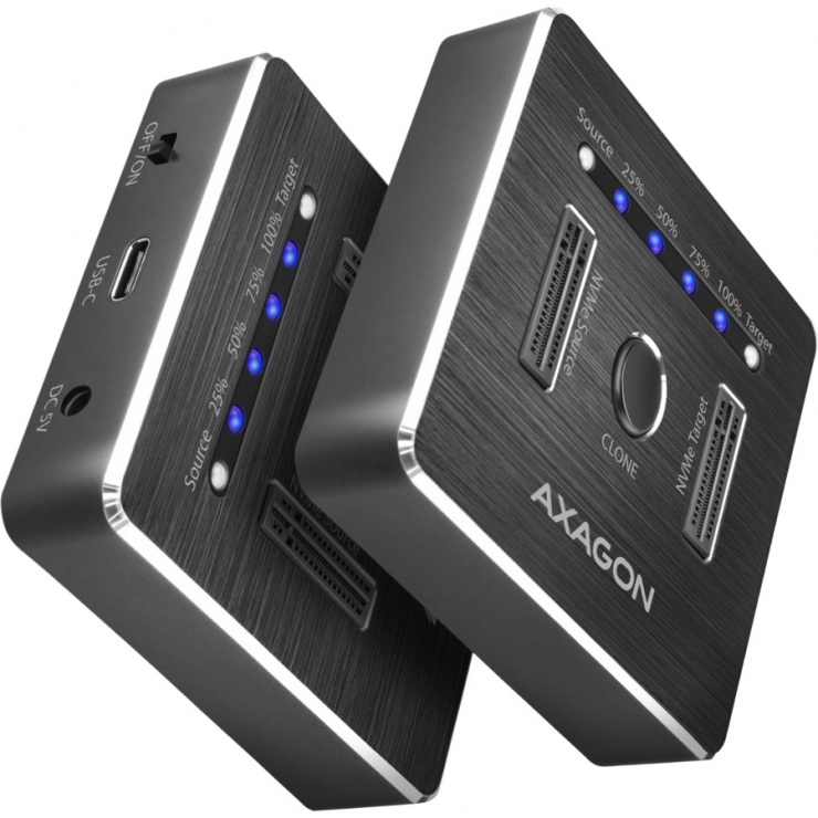 Imagine Docking station USB 3.2 Gen2 type C pentru 2 x SSD M.2 NVME cu functie de clona, Axagon ADSA-M2C