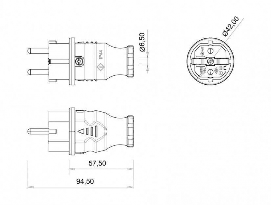 Imagine Conector Schuko tata 16A/250V IP44, ELPL-SH/RB-BK114022011-BMS