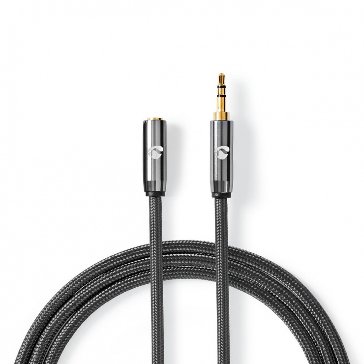 Imagine Cablu prelungitor audio jack stereo 3.5mm T-M 2m brodat, Nedis CATB22050GY20