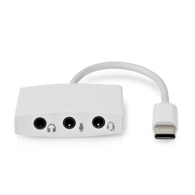 Imagine Adaptor USB type C la 3 x jack stereo 3.5mm T-M 0.1m Alb, Nedis CCGB65900WT01