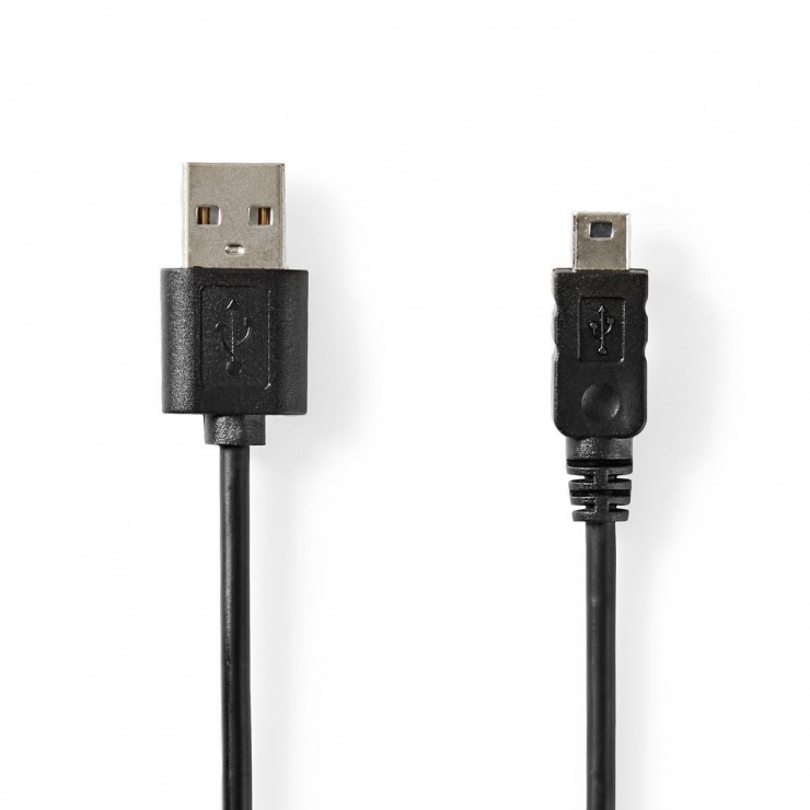 Imagine Cablu USB 2.0-A la mini USB-B T-T 2m Negru, Nedis CCGT60300BK20