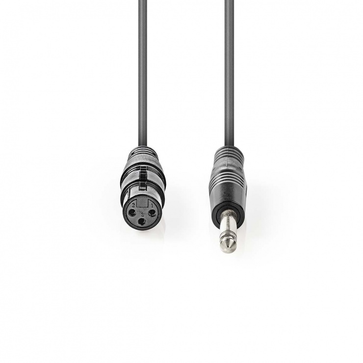 Imagine Cablu audio XLR 3 pini la jack 6.35mm M-T 10m, Nedis COTG15120GY100