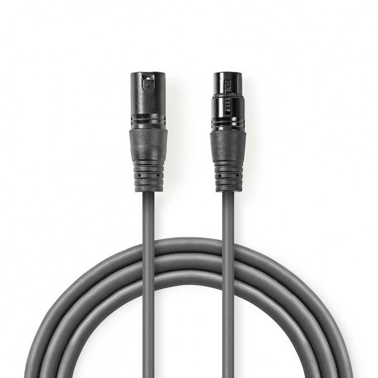 Imagine Cablu audio balansat prelungitor XLR 3 pini T-M 5m, Nedis COTH15010GY50