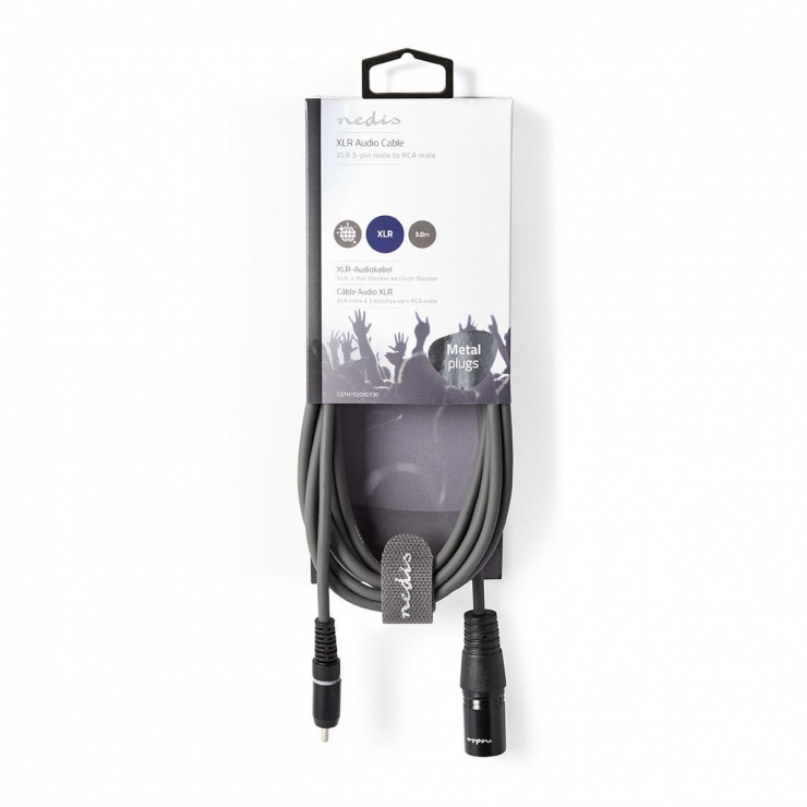 Imagine Cablu audio XLR 3 pini la RCA T-T 3m, Nedis COTH15205GY30