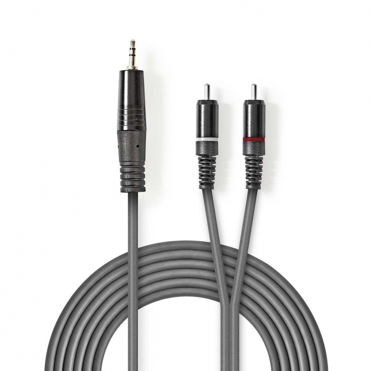 Imagine Cablu audio jack stereo 3.5mm la 2 x RCA T-T 1.5m, Nedis COTH22200GY15