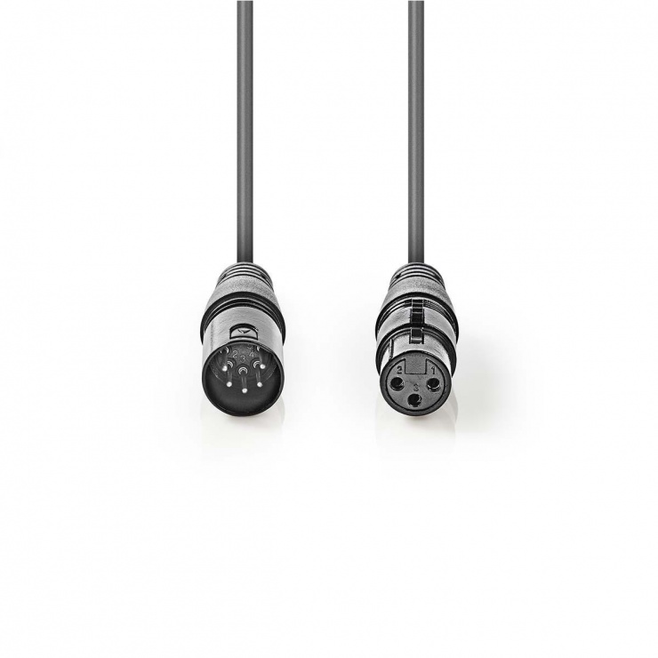 Imagine Adaptor XLR 3 pini la XLR 5 pini M-T 0.3m, Nedis COTP15720GY03