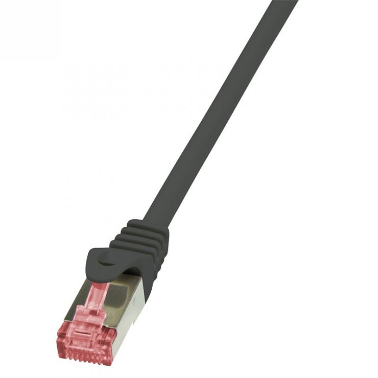 Imagine Cablu de retea RJ45 S/FTP cat.6 0.25m LSOH Negru, Logilink CQ2013S