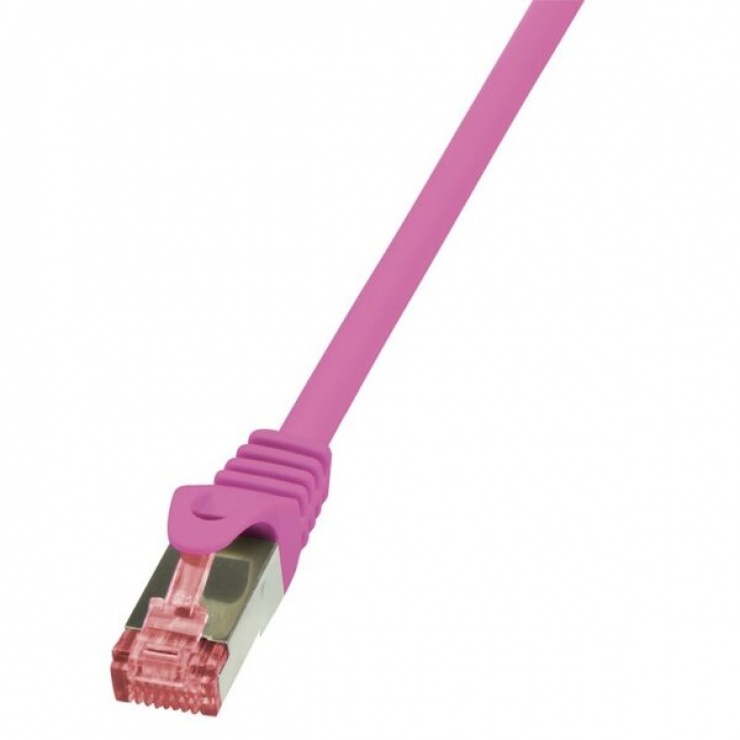 Imagine Cablu de retea RJ45 S/FTP cat.6 0.5m LSOH Roz, Logilink CQ2029S