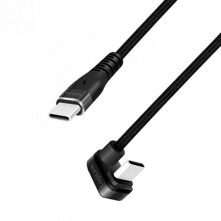 Imagine Cablu USB 2.0 type C drept/unghi 180 grade T-T 1m, Logilink CU0190