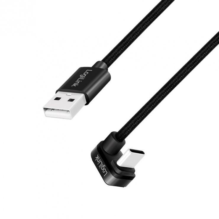 Imagine Cablu USB 2.0-A la USB type C drept/unghi 180 grade T-T 3m, Logilink CU0195