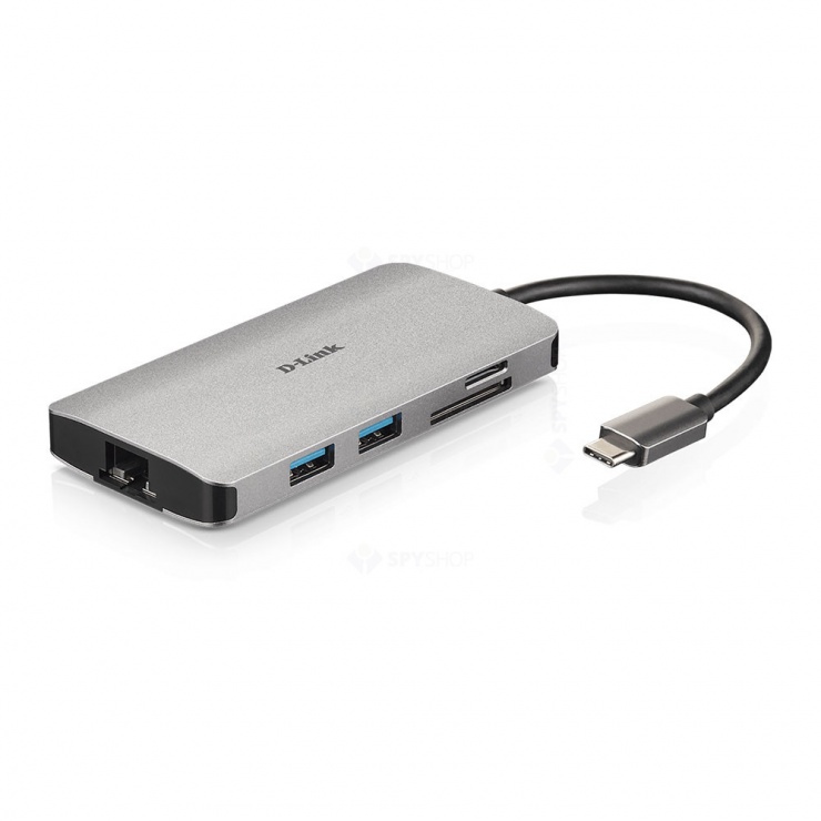 Imagine Docking station USB type C la HDMI/Gigabit/3xUSB-A/card reader + PD 100W, D-LINK DUB-M810