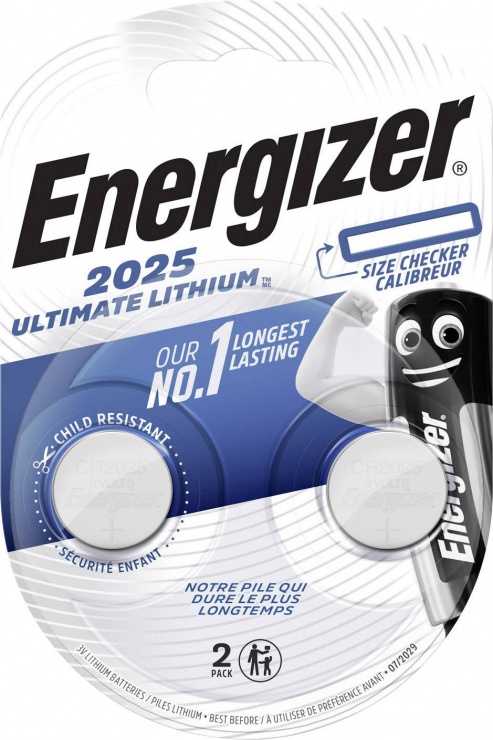 Imagine Set 2 buc baterie CR2025 Ultimate Lithium, Energizer