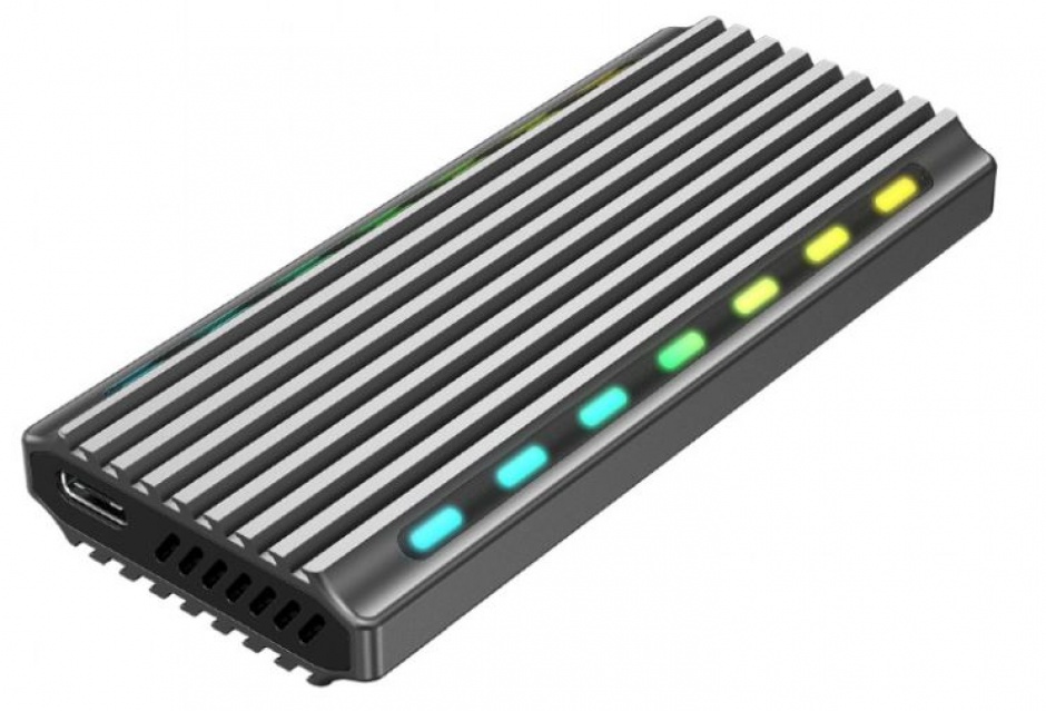 Imagine Rack extern USB 3.1 type C la M.2 NVMe cu RGB LED, Gembird EE2280-U3C-03