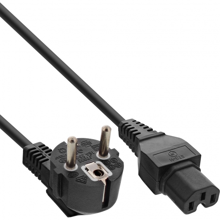 Imagine Cablu de alimentare Schuko la IEC C15 2m Negru, InLine IL16810D