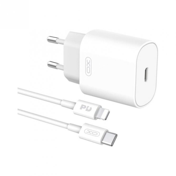 Imagine Incarcator priza 1 x USB type C 3A/25W + cablu Lightning Alb, XO L91