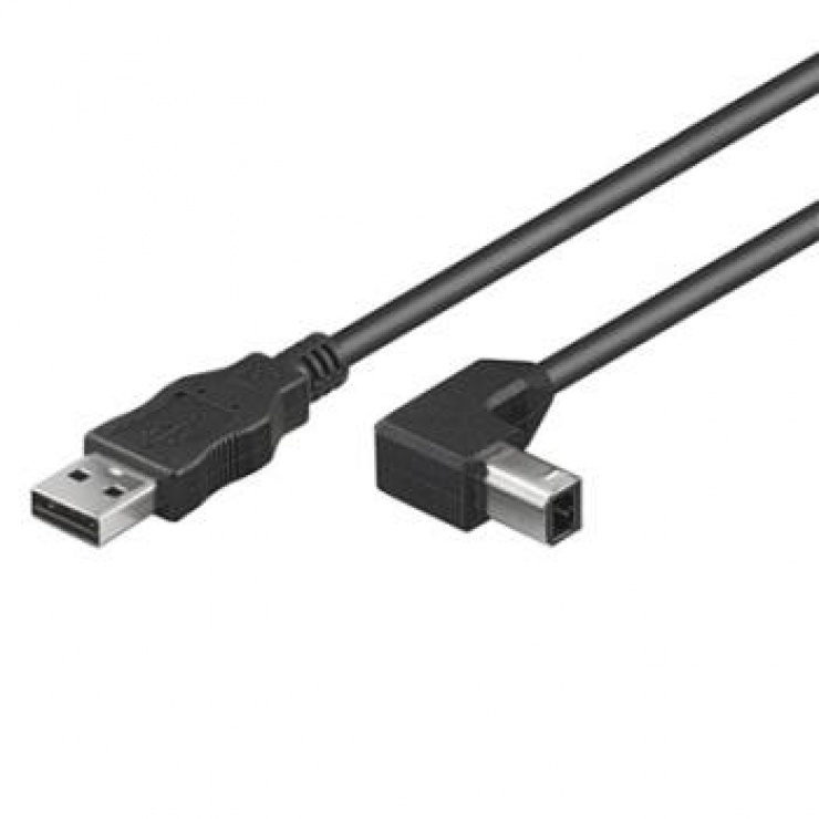 Imagine Cablu USB 2.0-A la tip B unghi 90 grade T-T 5m, ku2ab5-90