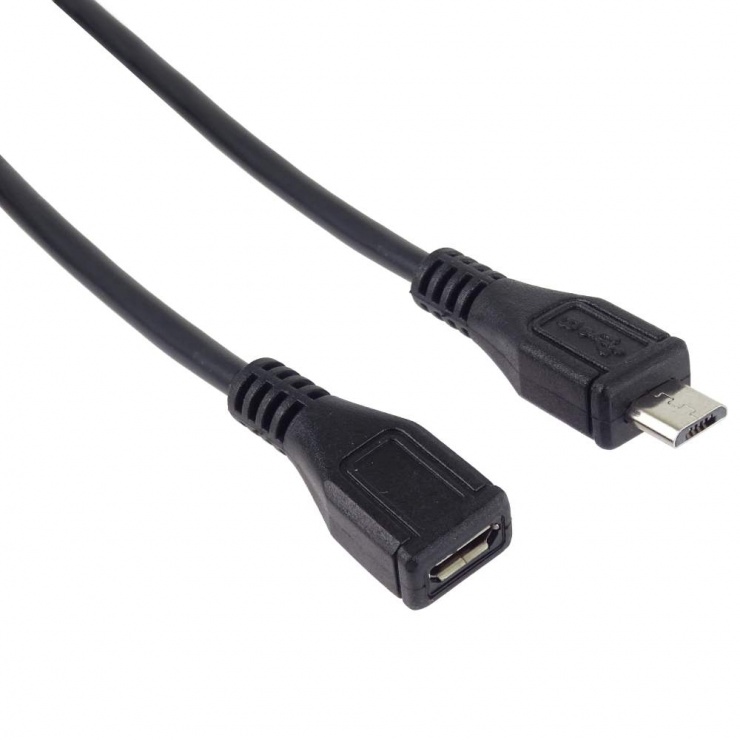 Imagine Cablu prelungitor micro USB 2.0 T-M 5m Negru, ku2me5f