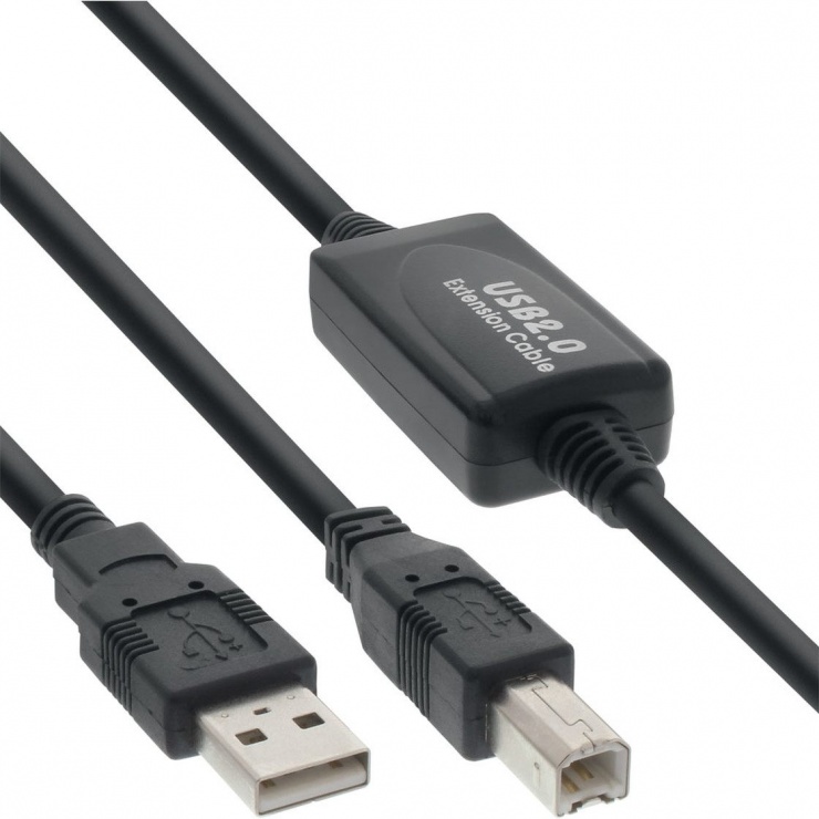 Imagine Cablu USB 2.0 A la tip B imprimanta activ 20m T-T, ku2rep20ab