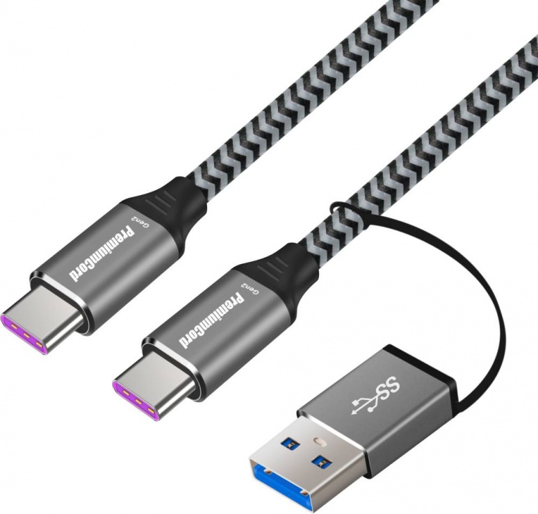 Imagine Cablu USB 3.2 Gen2 type C + adaptor USB-A T-T 3A/60W 2m, ku31cq2