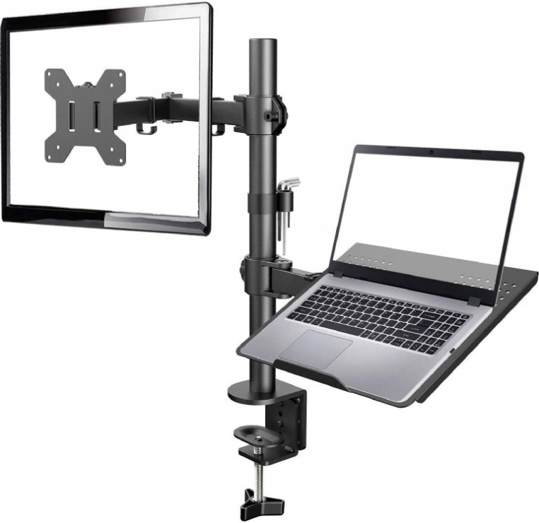 Imagine Suport masa pentru 1 x TV/monitor 27" + 1 x laptop 17", Gembird MA-DA-02