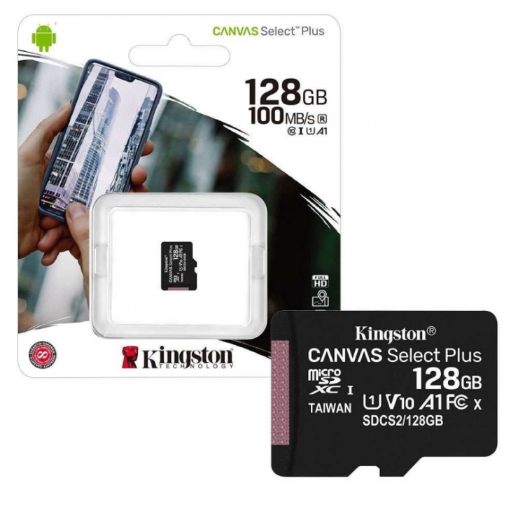 Imagine Card de memorie micro SD 128GB clasa 10 Canvas Select Plus, Kingston SDCS2/128GBSP