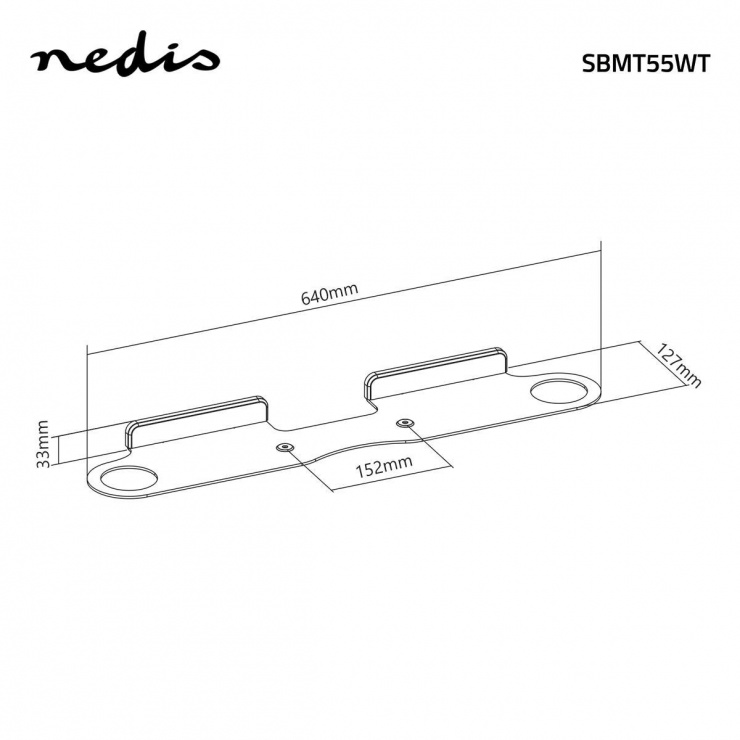 Imagine Suport soundbar Sonos Beam montare perete Alb, Nedis SBMT55WT