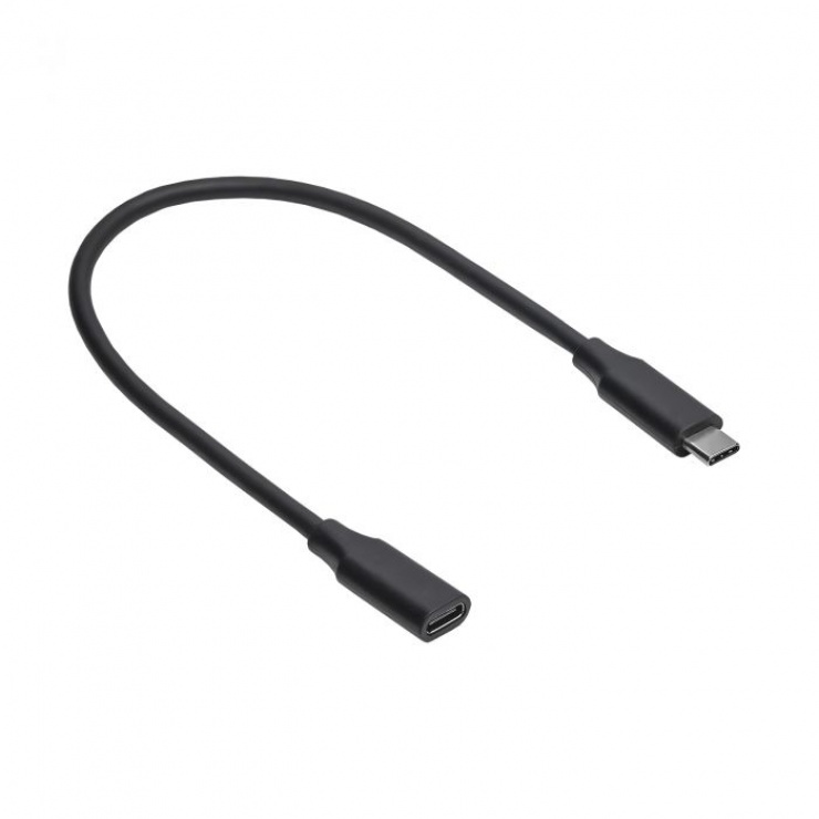 Imagine Cablu prelungitor USB 3.2 Gen 2 type C T-M 0.3m Negru, AK-USB-32