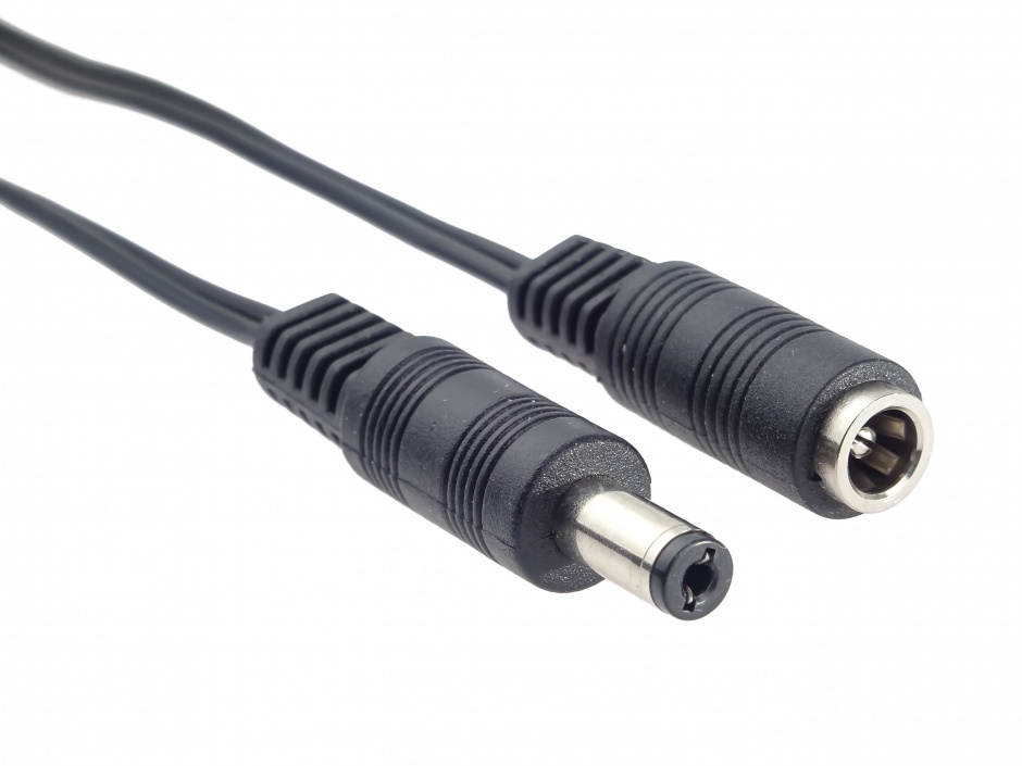 Imagine Cablu prelungitor de alimentare DC 5.5 mm x 2.1 mm T-M 1.5m Negru, CN-05