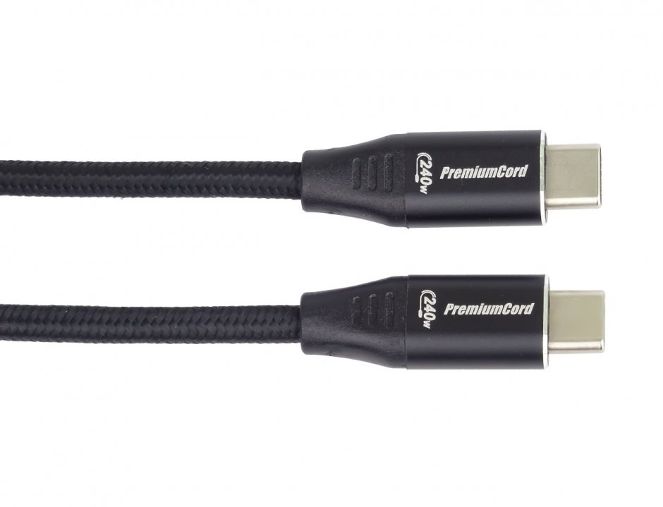 Imagine Cablu USB type C T-T 240W 2m brodat Negru, ku31cv2