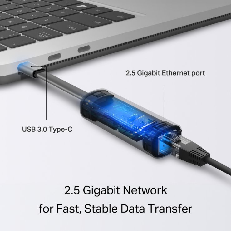 Imagine Adaptor USB type C la 2.5 Gigabit, TP-LINK UE302C