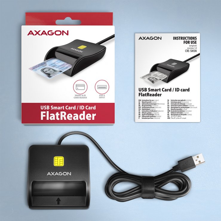 Imagine Cititor de carduri USB-A 2.0 la Smart Card/ID, Axagon CRE-SM3N