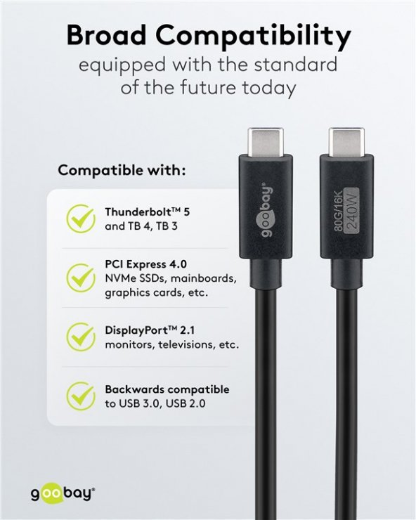 Imagine Cablu USB4 type C 16K60Hz/4K120Hz 240W/80Gbit/s 1.2m, Goobay G74376