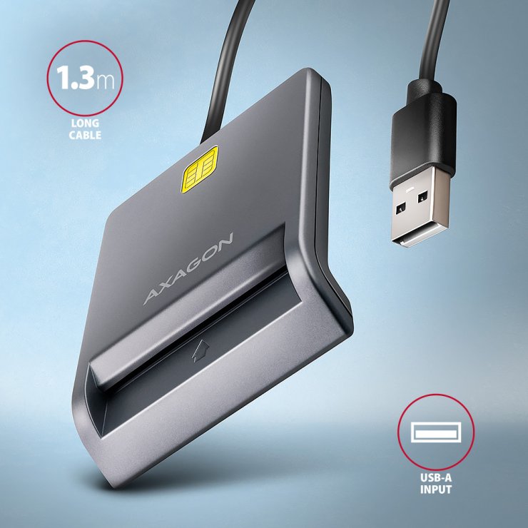 Imagine Cititor de carduri USB-A 2.0 la Smart Card/ID, Axagon CRE-SM3T