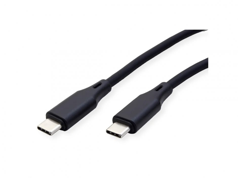 Imagine Cablu USB 2.0 type C T-T 60W silicon 1m Negru, Roline 11.02.9120