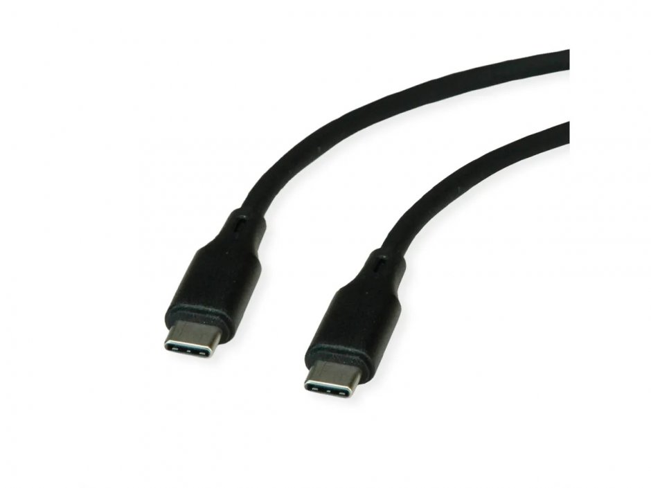 Imagine Cablu USB 2.0 type C T-T 60W silicon 1m Negru, Roline 11.02.9120