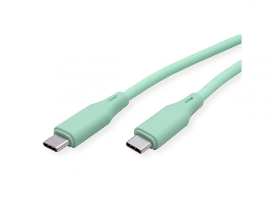 Imagine Cablu USB 2.0 type C T-T 60W silicon 1m Verde, Roline 11.02.9125