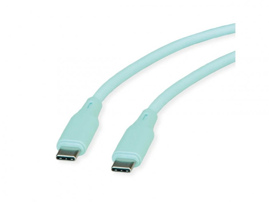 Imagine Cablu USB 2.0 type C T-T 60W silicon 1m Verde, Roline 11.02.9125