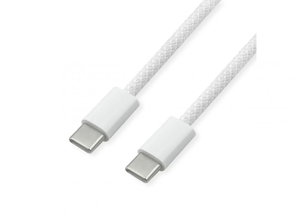 Imagine Cablu USB 2.0 type C 60W T-T brodat 2m Alb, Value 11.99.8341