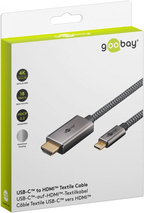 Imagine Cablu USB type C la HDMI 4K60Hz T-T 2m brodat, Goobay G75700