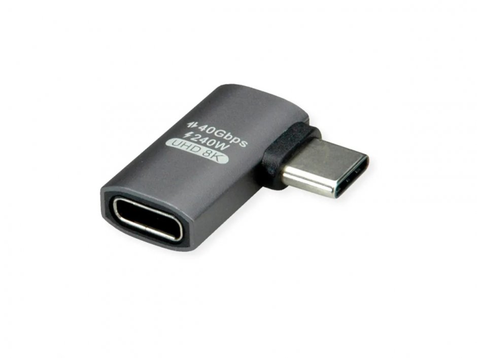 Imagine Adaptor USB 4 type C 240W unghi 90 grade T-M Aluminiu, Value 12.03.2932