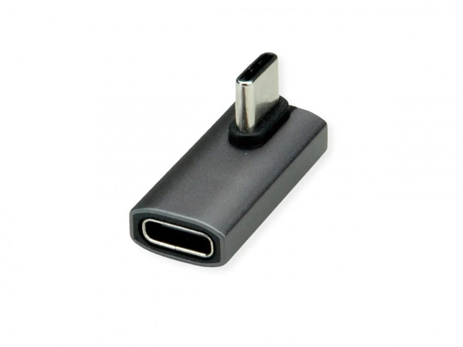 Imagine Adaptor USB 4 type C 240W unghi 90 grade T-M Aluminiu, Roline 12.03.2933