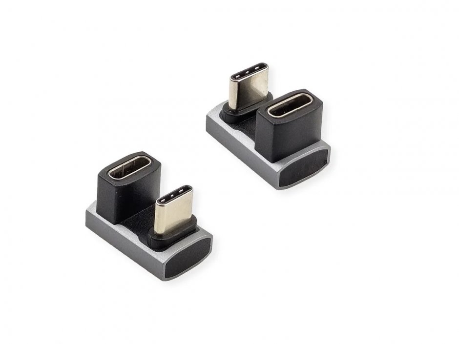 Imagine Adaptor USB 4 type C 240W unghi 360 grade U shape T-M Aluminiu, Roline 12.03.2935