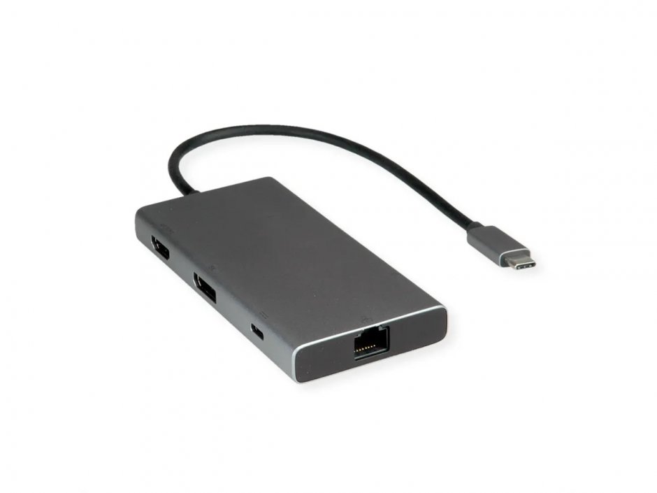 Imagine Docking station USB type C la HDMI +DP 4K60Hz/2xUSB 3.2-A/USB type C/LAN RJ45 + PD, Value 12.99.1139