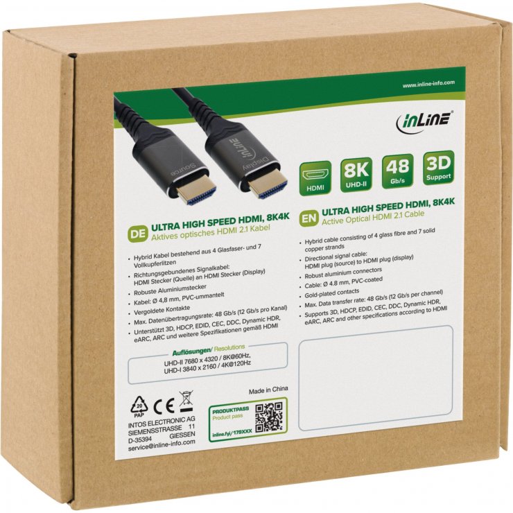 Imagine Cablu Ultra High Speed HDMI AOC 8K60Hz 40m, InLine IL17940X