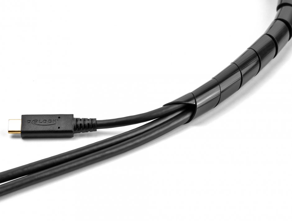 Imagine Organizator cabluri spiralat 2m x 14mm Negru, Delock 19022