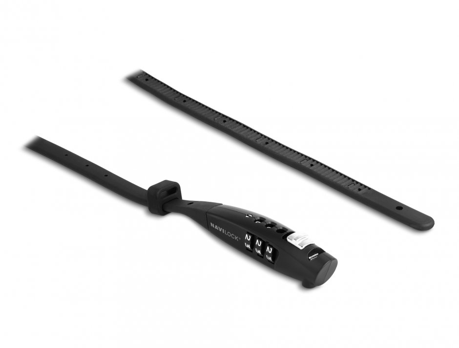 Imagine Cablu de securitate universal cu cifru Negru, Navilock 20930