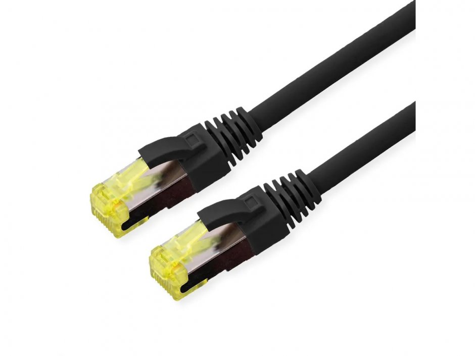 Imagine Cablu de retea RJ45 exterior S/FTP cat.6A TPE LSOH 0.3m Negru, Roline 21.15.0749