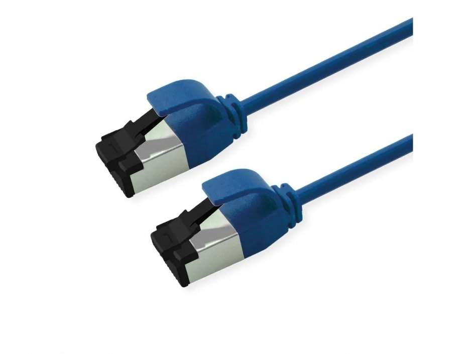 Imagine Cablu de retea RJ45 Slim U/FTP Cat. 8.1 (Class I) LSOH 0.15m Albastru, Roline 21.15.3250